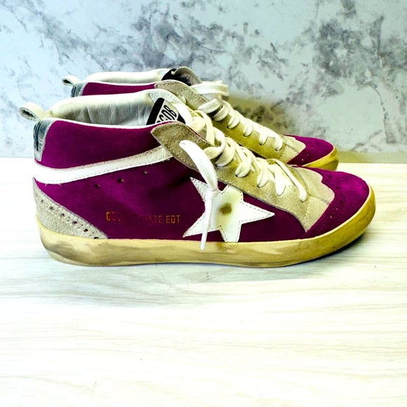 Golden Goose Mid Star Sz 37 Sneakers Magenta Pink White Silver (NOT INSOLE ) - Picture 1 of 13